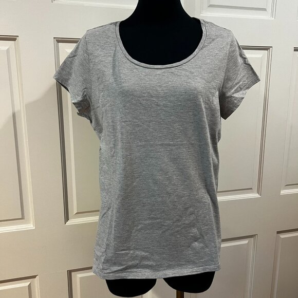 Coldwater Creek Womens 100% Supima Cotton Heather Gray Scoop Neck T Shirt Tee L - Picture 1 of 6